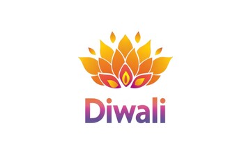 Obraz premium Colorful Diwali logo featuring bright stylized lotus flower design