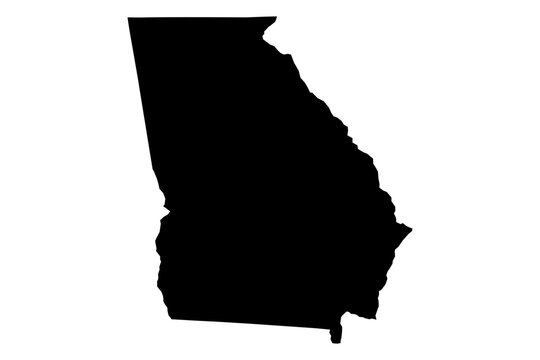 Georgia state map SVG in black fill with transparent background. Scalable GA vector outline for diverse design and professional applications.