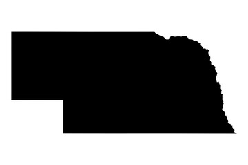 Nebraska state map SVG in black fill, transparent background. Clean, scalable NE vector outline for web design, print, and craft applications.