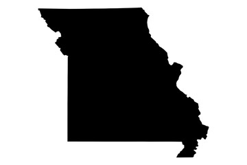 Missouri state map SVG, black fill with transparent background. Clean, scalable MO vector outline for design, crafts, and educational use.