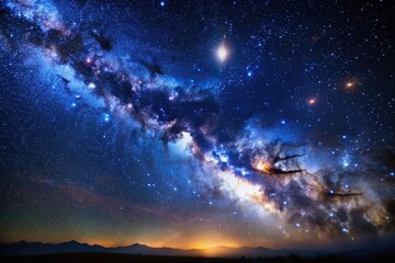 Naklejka premium Panoramic night sky full of stars perfect for background images