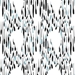 Seamless abstract textured pattern. Simple background with black, blue, white texture. Digital brush strokes. Lines. Design for textile fabrics, wrapping paper, background, wallpaper, cover.