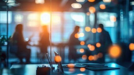 blurred office background Group of people on business discussion and planning : Generative AI