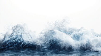 Obraz premium Ocean wave with surf and splashes isolated on a white background
