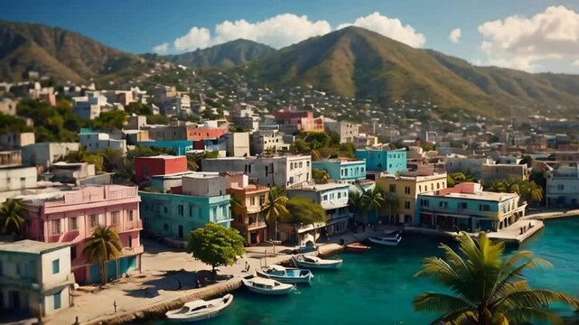 Port Au Prince Haiti, sunny day panorama

