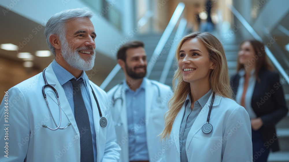 Poster a group of doctors are smiling and talking to each other