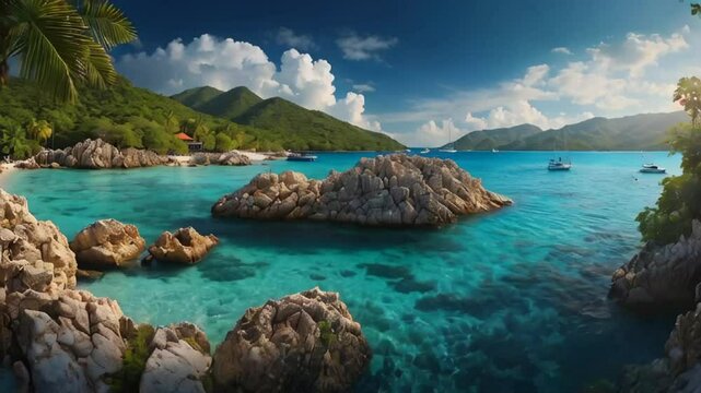 Labadee Island Haiti sunny day panorama