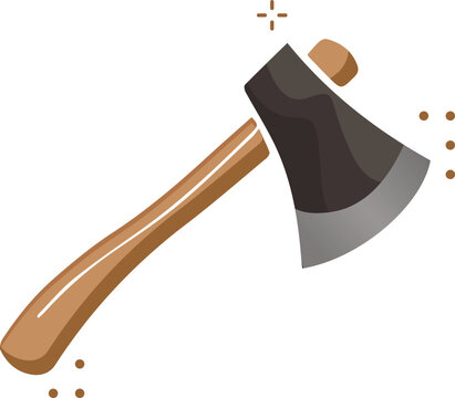 axe wooden handle gray blade cartoon style clip art preview