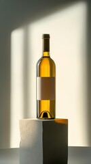 Minimalist wine bottle in soft light setting