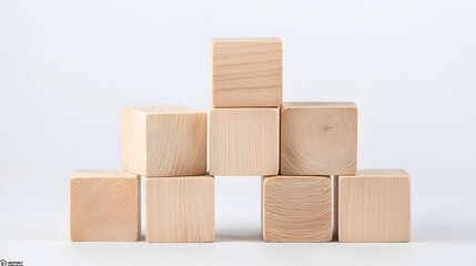 Obraz premium Artistic Handcrafted Wooden Blocks - Geometric Shapes in Light Maple Under Artistic Lighting Showcasing Natural Beauty