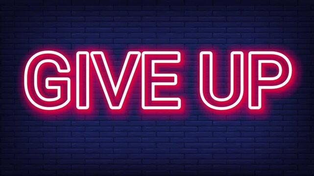Give up text effect on red color neon effect animation vedio