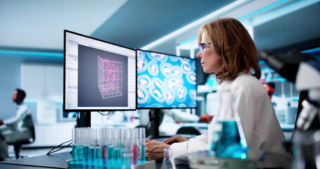 Research Lab Scientist Using Computer