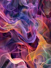 Obraz premium A close-up abstract design of flowing, colorful textures with intricate details and bubbles, creating a vibrant, rainbow-like effect.