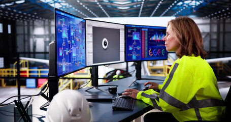 Aircraft Repair. Technician Checking Plane Jet Engine