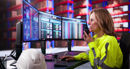 Warehouse Inventory Management On Office Computer