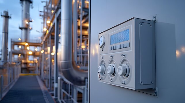 Detailed view of explosion-proof panels and blast-resistant enclosures surrounding high-pressure equipment in a petrochemical facility.