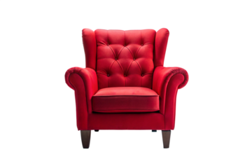  Furniture armchair red white background.