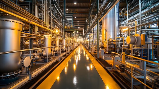 Detailed view of explosion-proof lighting and spark-resistant equipment used in high-risk zones of a petrochemical facility.
