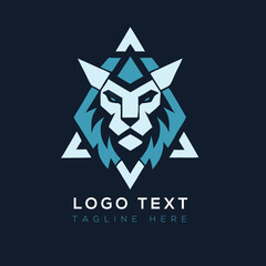 Fototapeta premium Lion's head with abstract triangle logo design
