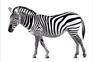 Obraz premium Simple outline of a zebra, with bold black and white stripes on a plain background, highlighting the elegance of its natural design