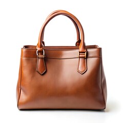 brown leather woman bag isolated on white