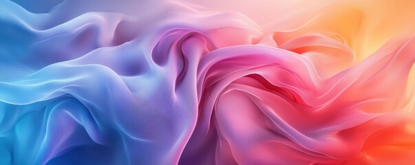 Obraz premium Vibrant abstract illustration with flowing colors blending in a beautiful wave pattern, creating a sense of movement and energy in a vertical composition