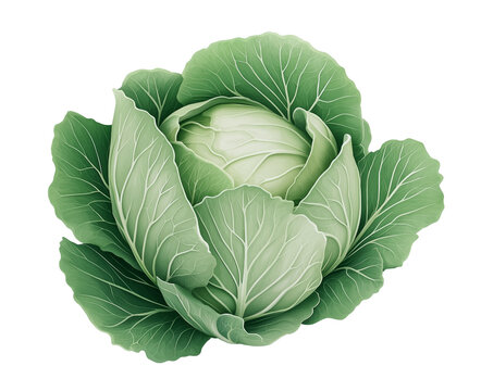 Green Cabbage isolated on a transparent background