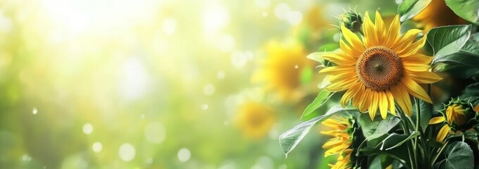 A vibrant display of sunflowers in a sunlit environment, evoking warmth and nature's beauty.