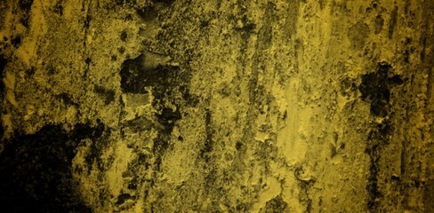 long background is yellow, Rough blank wall painted by bright yellow paint as texture background or backdrop