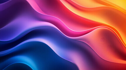 Abstract background with smooth gradient transitions in bright colors, with soft curves and flowing shapes. Generative AI