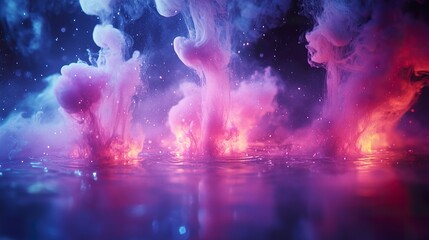Glowing Ink Droplets Suspended in Dark Liquid