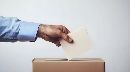 Fototapeta premium a man hand doing voting in elections box
