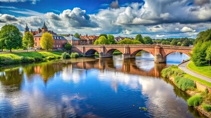 Obraz premium panoramic view of River Eden and Eden Bridge in Carlisle