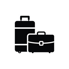 Travel bags vector icon. Baggage suitcase icon. Vacation vector icon illustration