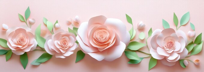 A decorative arrangement of paper flowers in soft pastel colors, ideal for design projects.