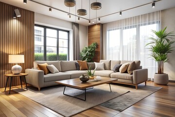 Minimalist interior design of modern living room