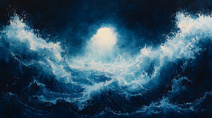 Abstract Watercolor Waves in Blue Tones