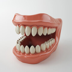 Obraz premium 3D render model of jaw and teeth on white background