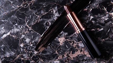 Classic Elegance Widescreen Wallpaper, Seamless Dark Marble Texture, Smooth Polished Surface, Opulence Refinement, Glamorous Workspace