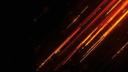 Vibrant red orange and yellow diagonal lines on black background Bold abstract design