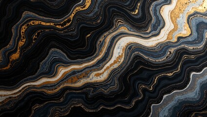 Luxurious marble texture with black white and gold veins