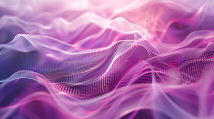 Abstract Digital Waves, Pink Purple Tones, 3D Visual, Wide-Angle Perspective, High Saturation High-Key Aesthetics, Depth Texture Enhancement