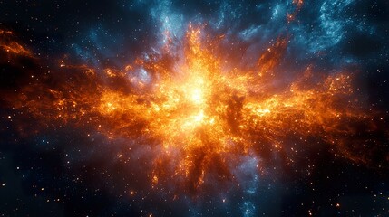 Abstract Supernova Explosion on Black Background