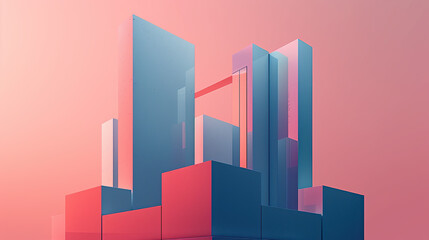 Minimalist Architecture Essence, Simple Impactful Design, Geometric Shapes, Negative Space Aesthetics, Abstract Elements cubes rectangles triangles