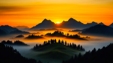 sunrise in the mountains