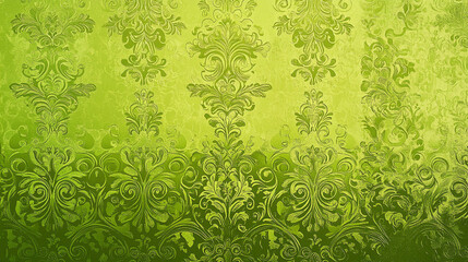 Green Damask Pattern Wallpaper Background Texture