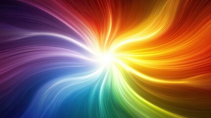 Obraz premium Abstract swirl of colorful light rays with a bright white center.