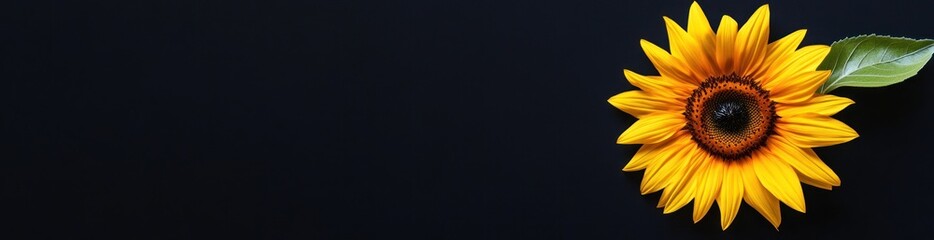 Fototapeta premium A vibrant sunflower against a dark background, symbolizing beauty and nature.