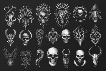 Collection of skulls against a dark background