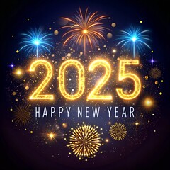 Happy New Year 2025 dark background with light effect image